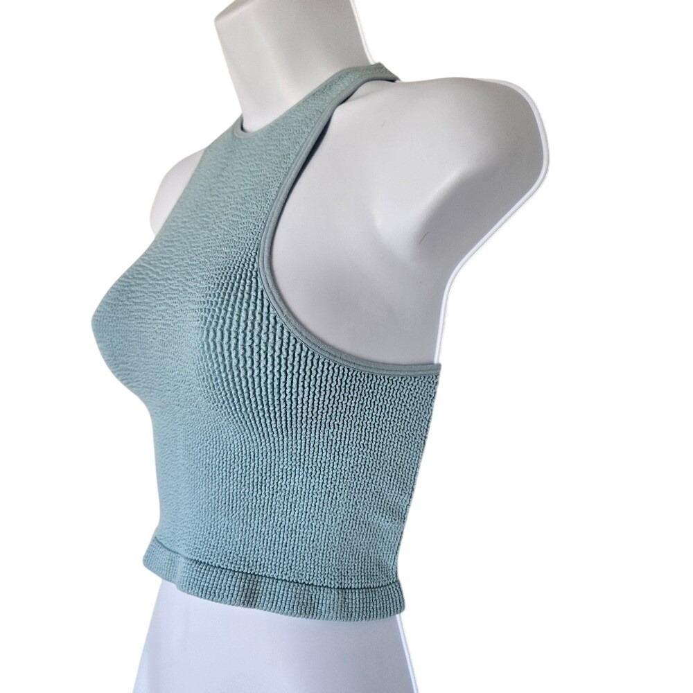 ZARA Blue Textured Knit Racerback Tank Top Size M-L‎ Minimalist Y2K Chic Summer - Picture 4 of 7